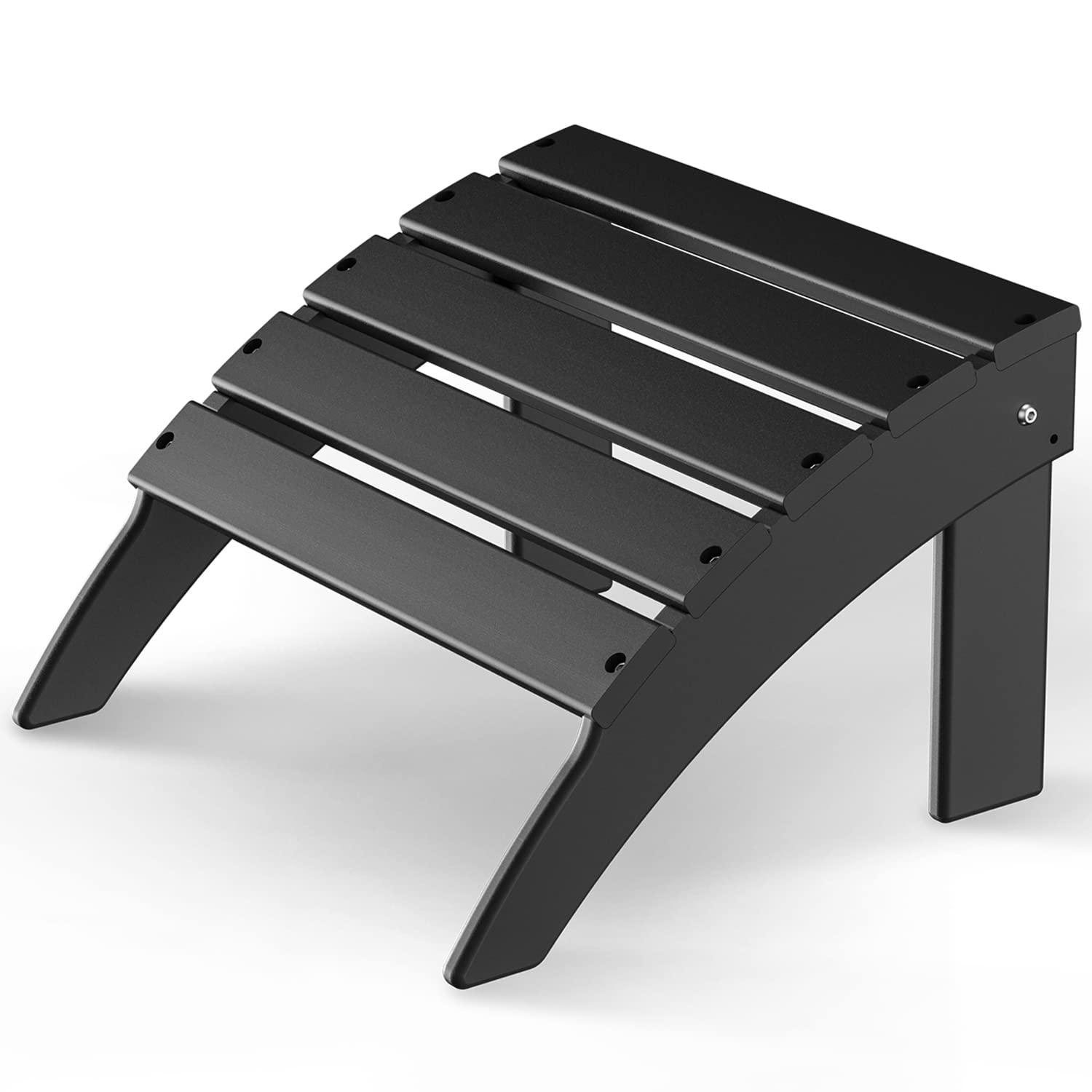 Greenvines Adirondack-Ottoman | Folding | Hdpe Plastic | Outdoor Footrest | All Weather | Foot Rest | Foot Stool | Black | For Adirondack Chair | For Patio Backyard Pool