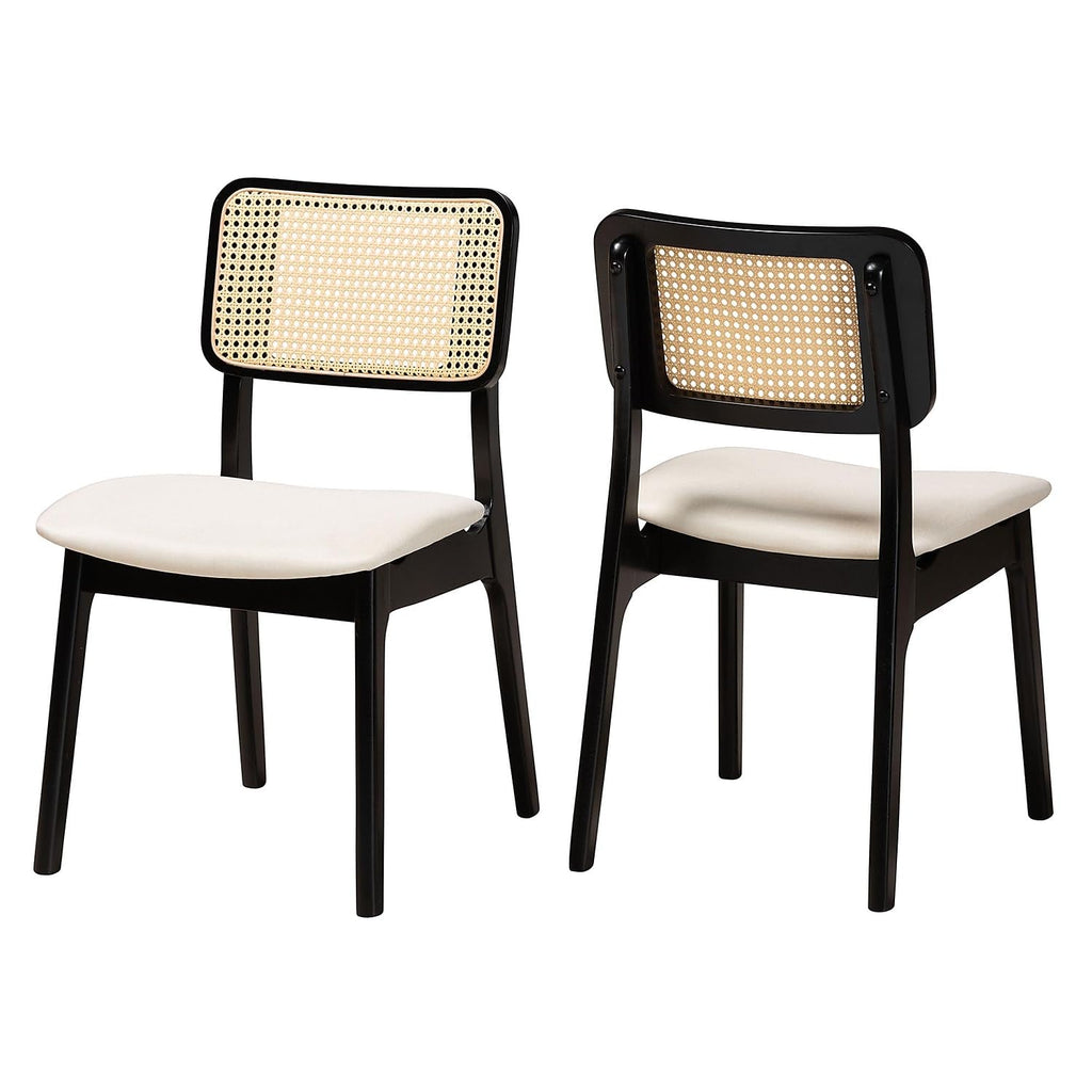 Baxton Studio Dannon Mid-Century Fabric Dining Chair, Cream/Black/Light Brown, 2/Set (234-2P-13296-HT)