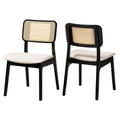 Baxton Studio Dannon Mid-Century Fabric Dining Chair, Cream/Black/Light Brown, 2/Set (234-2P-13296-HT)