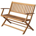 vidaXL– Solid Acacia Wood Patio Bench, 47.2" Weather Resistant Garden Furniture, Comfort Designed with Backrest and Armrests, Easy to Assemble and Store, Suitable for Indoor and Outdoor Use.