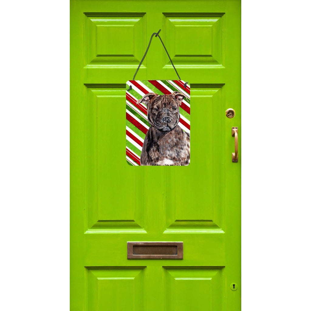 Caroline'S Treasures Sc9801Ds1216 Staffordshire Bull Terrier Staffie Candy Cane Christmas Wall Or Door Hanging Prints Aluminum M
