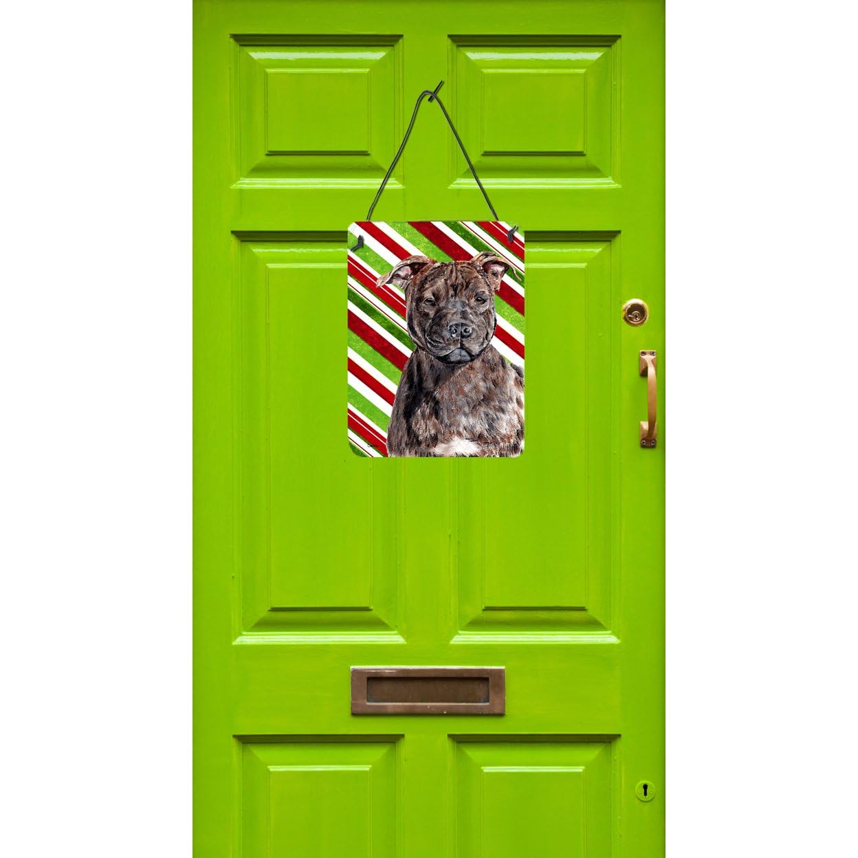 Caroline'S Treasures Sc9801Ds1216 Staffordshire Bull Terrier Staffie Candy Cane Christmas Wall Or Door Hanging Prints Aluminum M