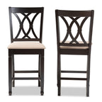 Baxton Studio Reneau Contemporary Fabric Cut-Out Back Counter Stool, Sand Brown and Espresso, 2-Pieces/Set (153-2PC-9595-HT)