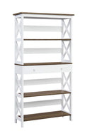 Convenience Concepts Oxford 5 Tier Bookcase with Drawer, Driftwood / White