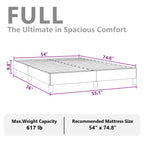 vidaXL Black Full Size Bed Frame with Plywood Slats, Faux Leather Upholstered, No Box Spring Needed, Easy Assembly