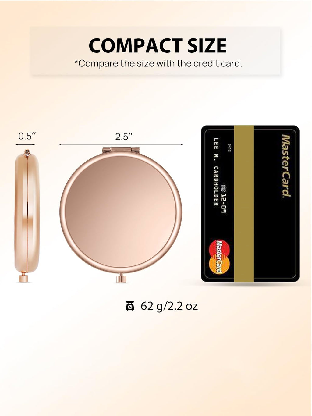 Getinbulk Compact Mirror Bulk, Set Of 2 Double-Sided 1X/2X Magnifying Purse Pocket Makeup Mirrors(Round, Rose Gold)