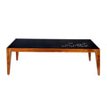 TUP The Urban Port Alba 47-Inch Rectangular Metal Top Coffee Table with Laser Cut Design, Black and Brown