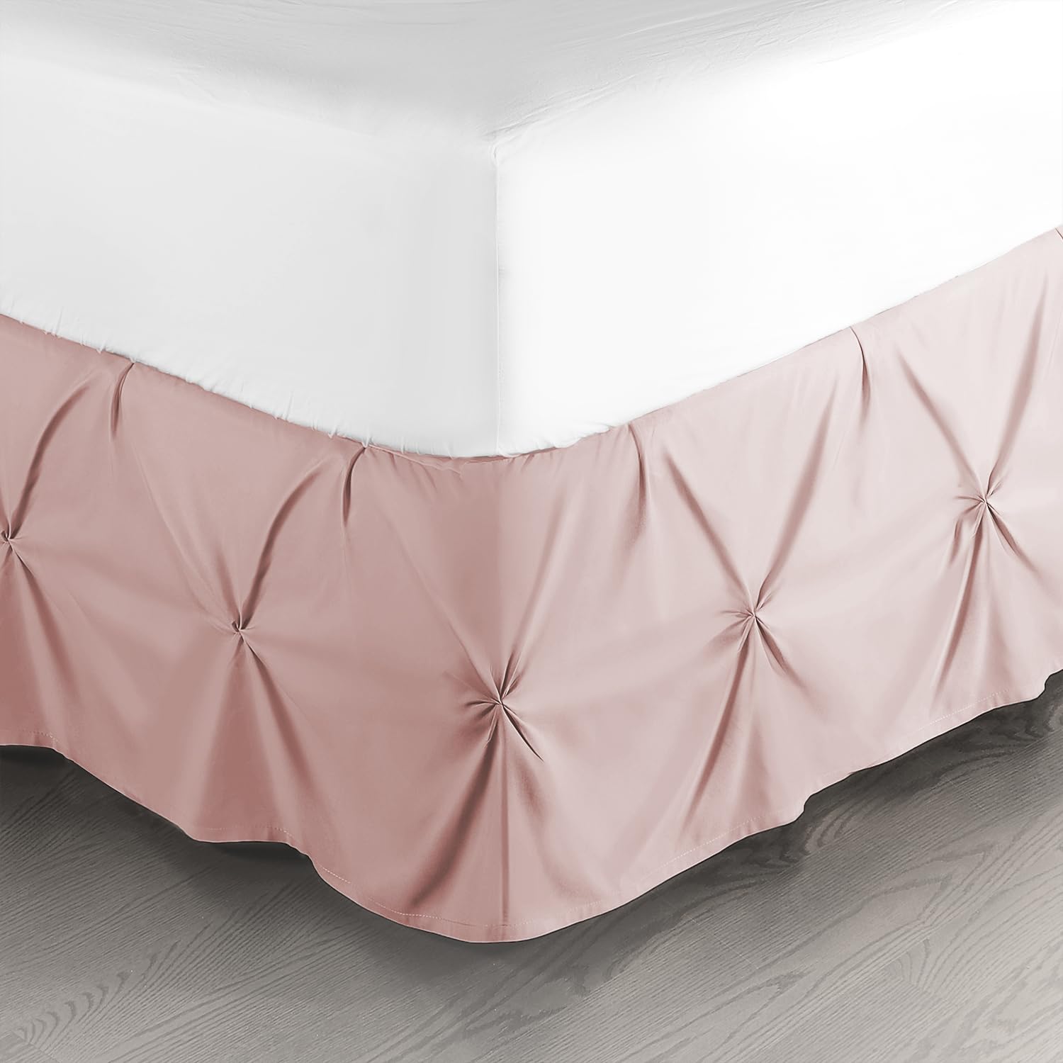 Nestl Blush Pink Bed Skirt Twin Size, Pinch Pleat Twin Bed Skirt, 14' Inch Drop Twin Bedskirt, Hotel Quality Blush Pink Bed Ski