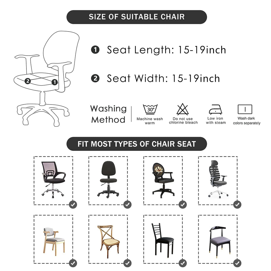 Forcheer Office Desk Chair Seat Covers Water Resistant Jacquard Computer Chair Seat Cushion Slipcovers-Grey