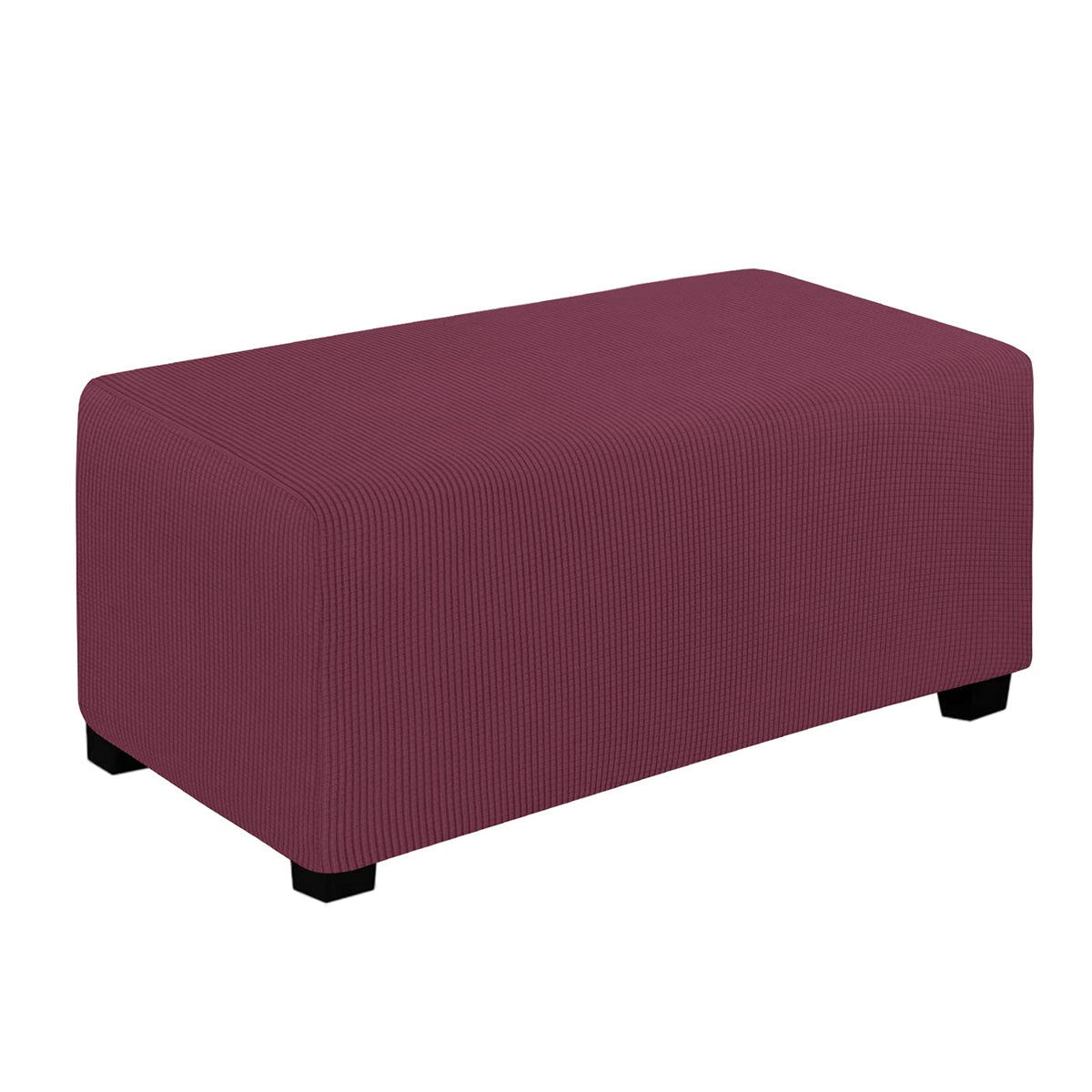 Easy-Going Stretch Ottoman Cover Folding Storage Stool Furniture Protector Soft Rectangle Slipcover With Elastic Bottom(Ottoman Large,Ash Rose)