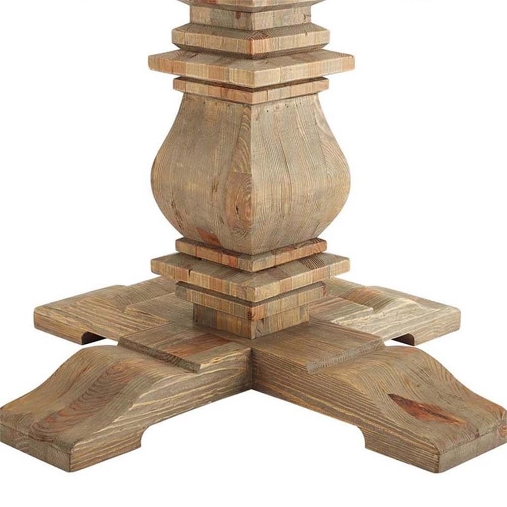 Modway Column 59&quot; Rustic Farmhouse Pine Wood Round Kitchen And Dining Room Table, Brown