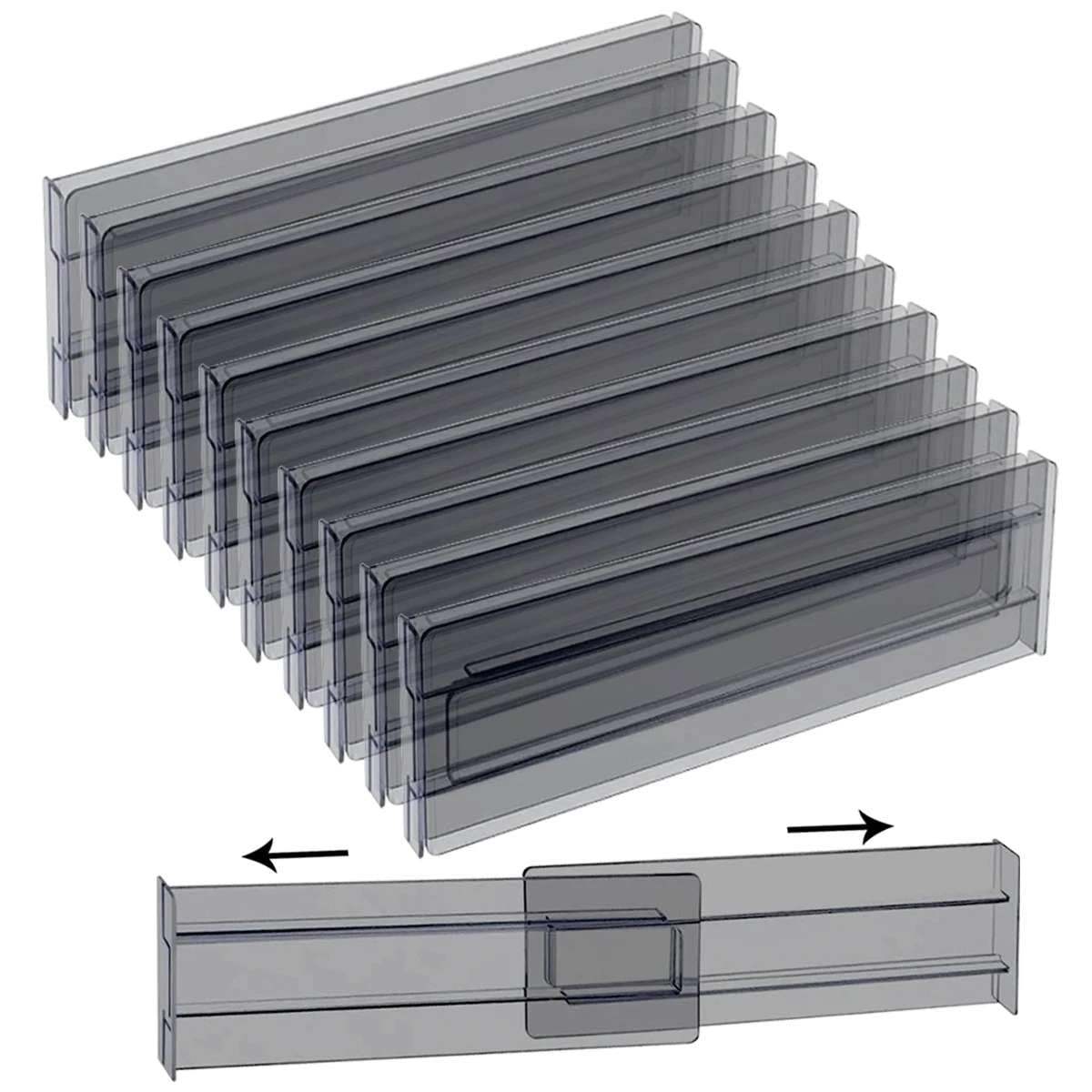 Organize Your Drawers With These Adjustable Transparent Black Dividers (4/6/8/10 Pack Options)