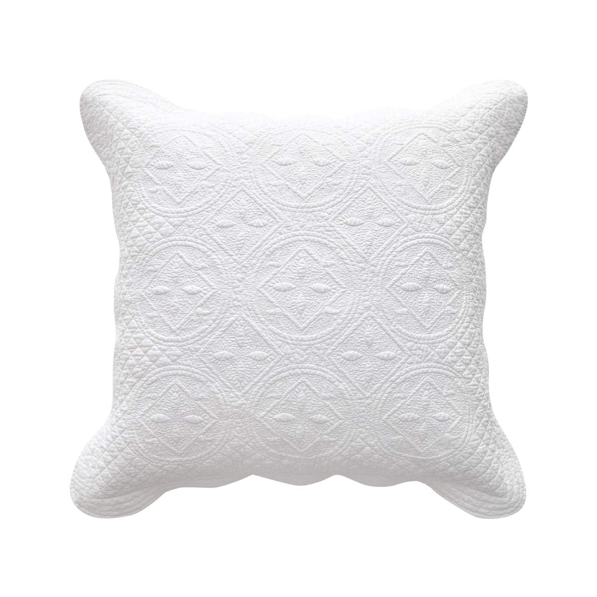 Calla Angel Sage Garden Luxury Pure Cotton Quilted Pillow Sham, Euro, 26X26, White