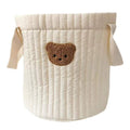 Yovslop Bear Storage Bucket Beige Cotton Basket Diaper Bag Large Capacity Bin for Home Nursery Room