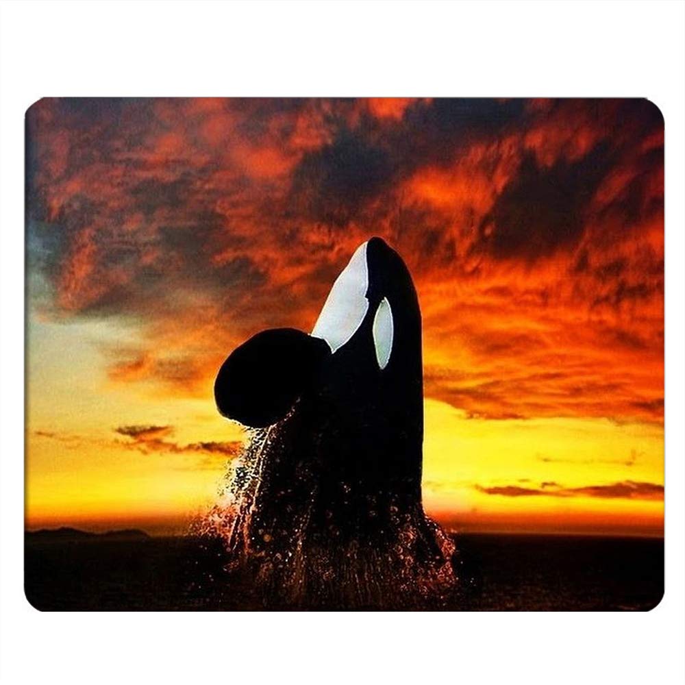 Nicokee Whale Rectangle Gaming Mousepad Ocean Orca Whale Jump Fire Sky Mouse Pad Mouse Mat For Computer Desk Laptop Office 9.5 X