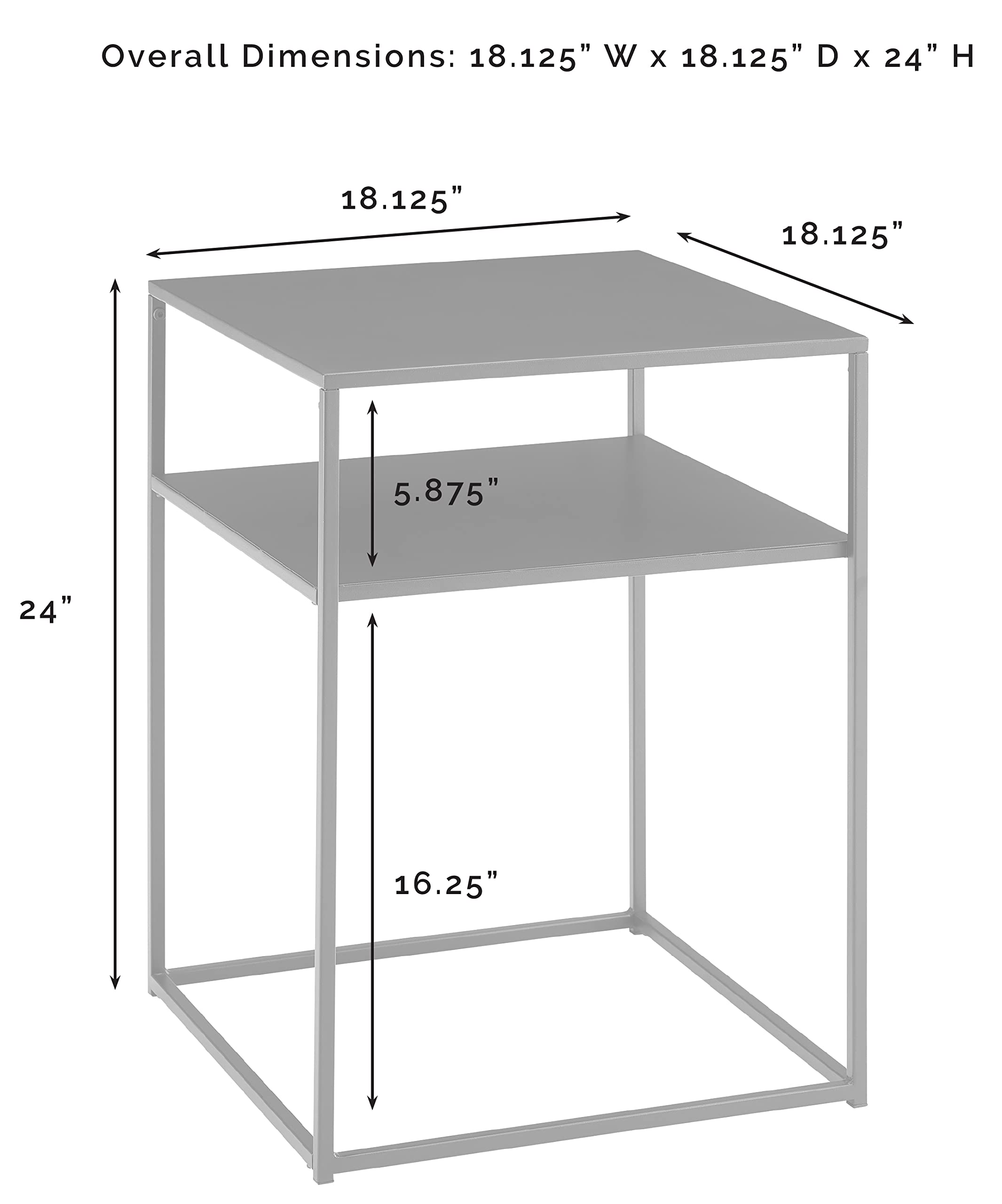 Crosley Furniture Braxton Small Side End Table with Storage Shelf for Living Room, Matte Black