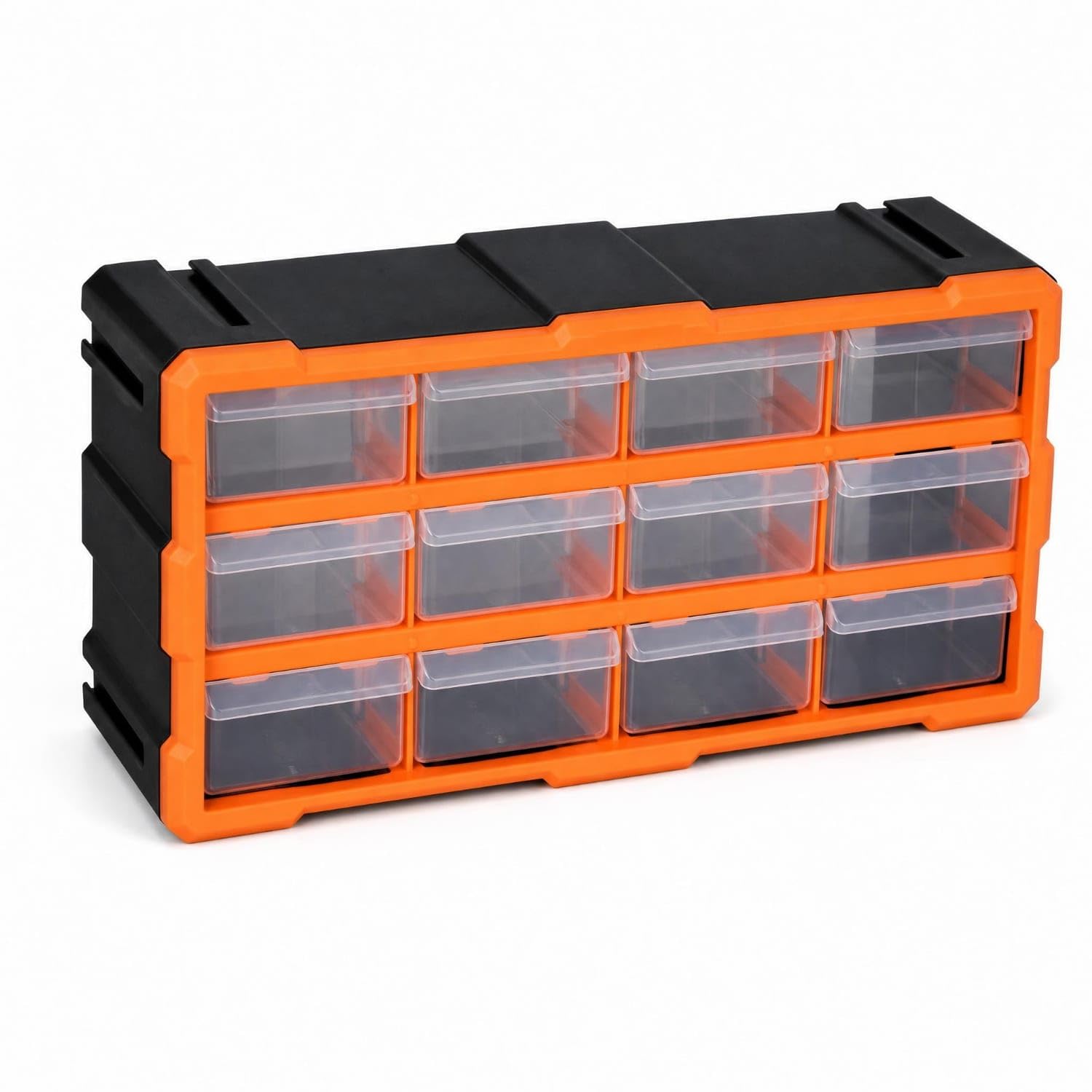 Shopora Removable Divider Drawer Parts Storage Cabinet Easy Visibility 12Drawer Organizer Cabinet Orange Frame, L Combo 12Dr
