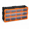 Zoomella Removable Divider Drawer Parts Storage Cabinet Easy Visibility 12Drawer Organizer Cabinet Orange Frame, L Combo 12Dr|