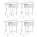 Pj Wood Conventional Solid And Sturdy Wood Construction Portable Folding Tv Snack Tray Table Desk Serving Stand, White (8-Piece Set)