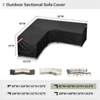 Kylinlucky Patio Sectional Sofa Cover V-Shaped,85'X 85' Waterproof Outdoor Sectional Couch Covers Black