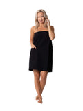 Robe Direct Quick Dry, Lightweight Waffle Spa/Bath Wrap with Adjustable Closure & Elastic Top (Black, Small-Medium)