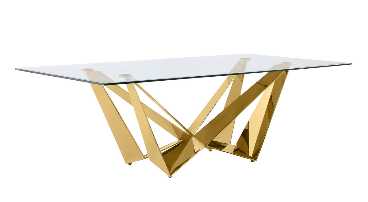 Best Quality Furniture D400-Dt Dining Table, 94-Inch, Clear/Gold