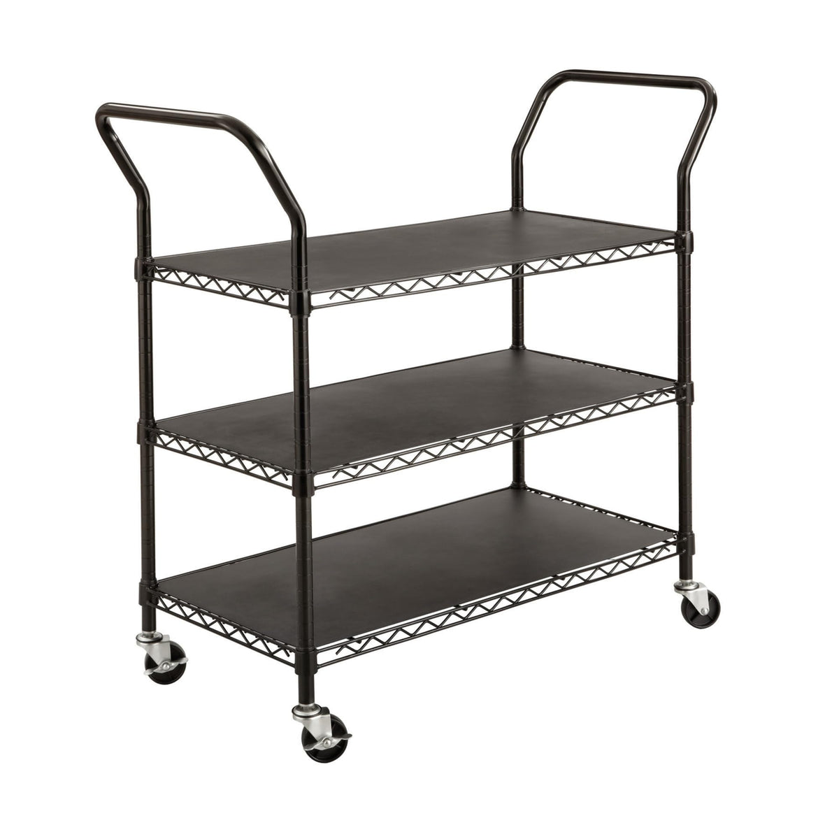 Safco Products 5338BL Wire Utility Cart with 3 Shelves, Rated up to 600 lbs., Black