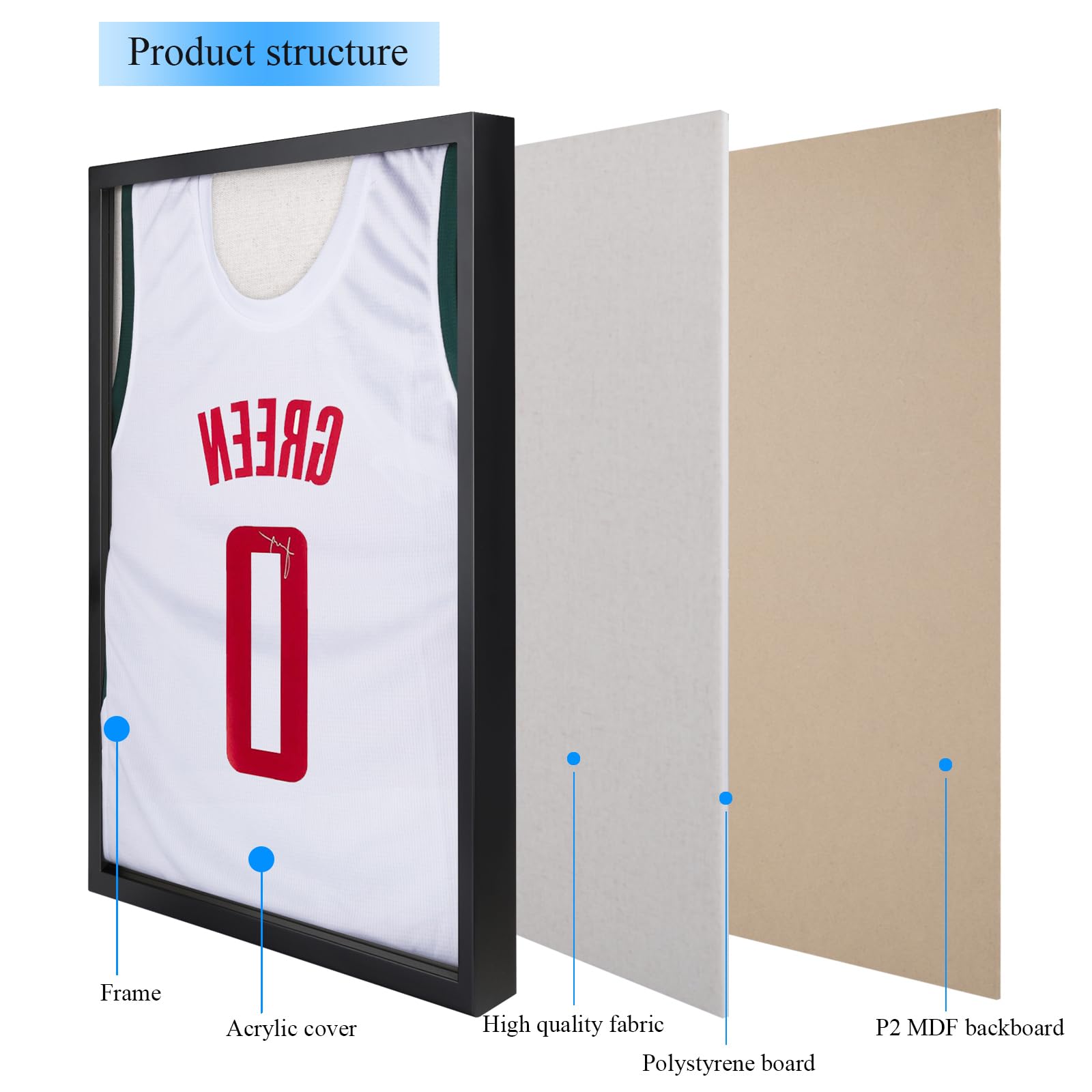 16X20 Large Shadow Box Frame, Jersey Frame Display Case With Grade A Natural Pine Wood Acrylic Front And Metal Hanger Shadowbox