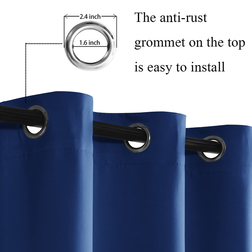 Jiuzhen Blackout Curtains With Tiebacks-Thermal Insulated, Light Blocking And Noise Reducing Grommet Curtain Drapes For Bedroom/Living Room, Set Of 2 Curtain Panels, 42X54 Inch Length, Classic Blue