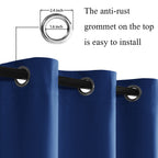 Jiuzhen Blackout Curtains With Tiebacks-Thermal Insulated, Light Blocking And Noise Reducing Grommet Curtain Drapes For Bedroom/Living Room, Set Of 2 Curtain Panels, 34 X 24 Inch Length, Classic Blue