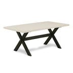 East West Furniture X-Style 5 Piece Set Includes A Rectangle Dining Room Table With X-Legs And 4 Black Color Linen Fabric Upholstered Parson Chairs, 40X72 Inch, X627Dr124-5