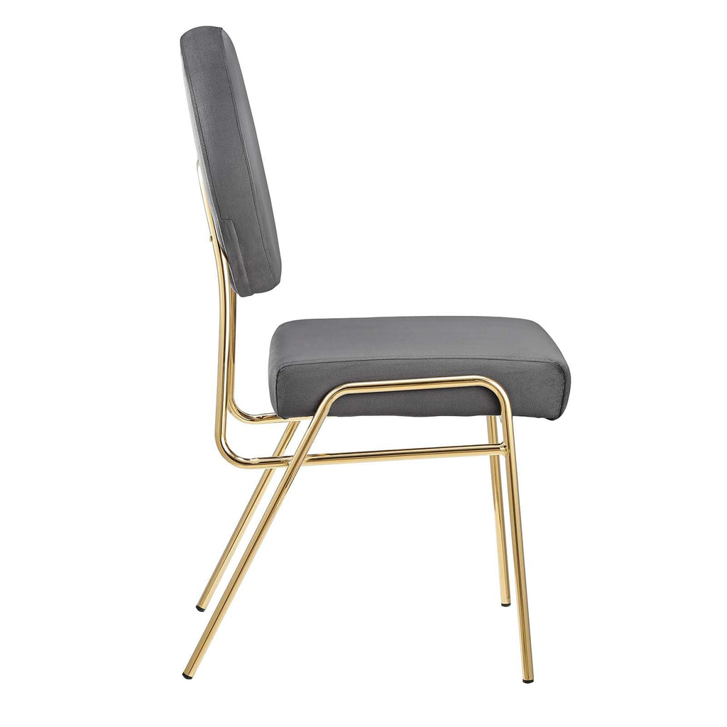 Modway Craft Performance Velvet Upholstered Side Dining Chair in Gold Gray