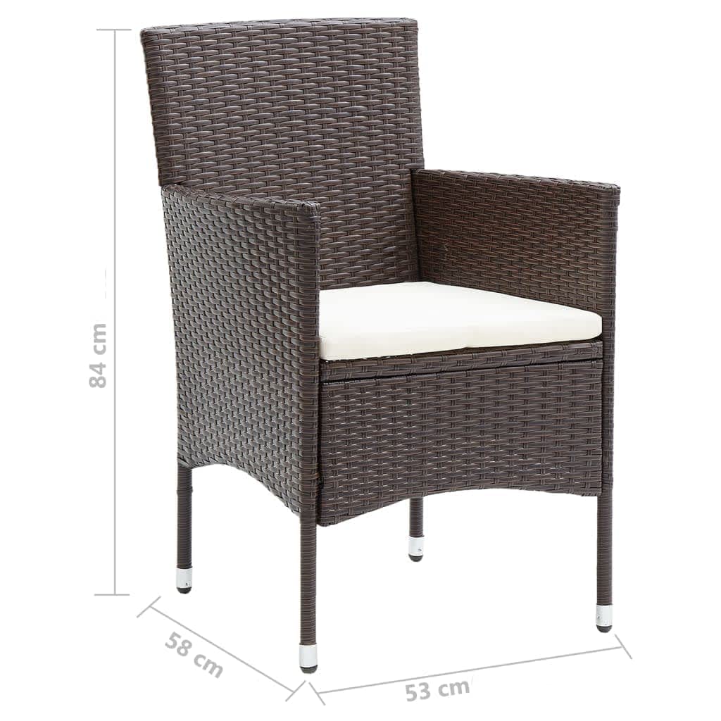 vidaXL Patio Dining Set 5 Piece with Cushions Garden Outdoor Terrace Balcony Dining Table and Chair Seat Seating Furniture Poly Rattan Brown