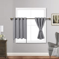 Jiuzhen Short Curtains Kitchen Half Window Blackout Curtains With Tiebacks For Baseroom Shadows, Grommet Curtains For Living Room, Set Of 2 Window Curtain Panels, 52 X 30 Inch Length,Light Grey