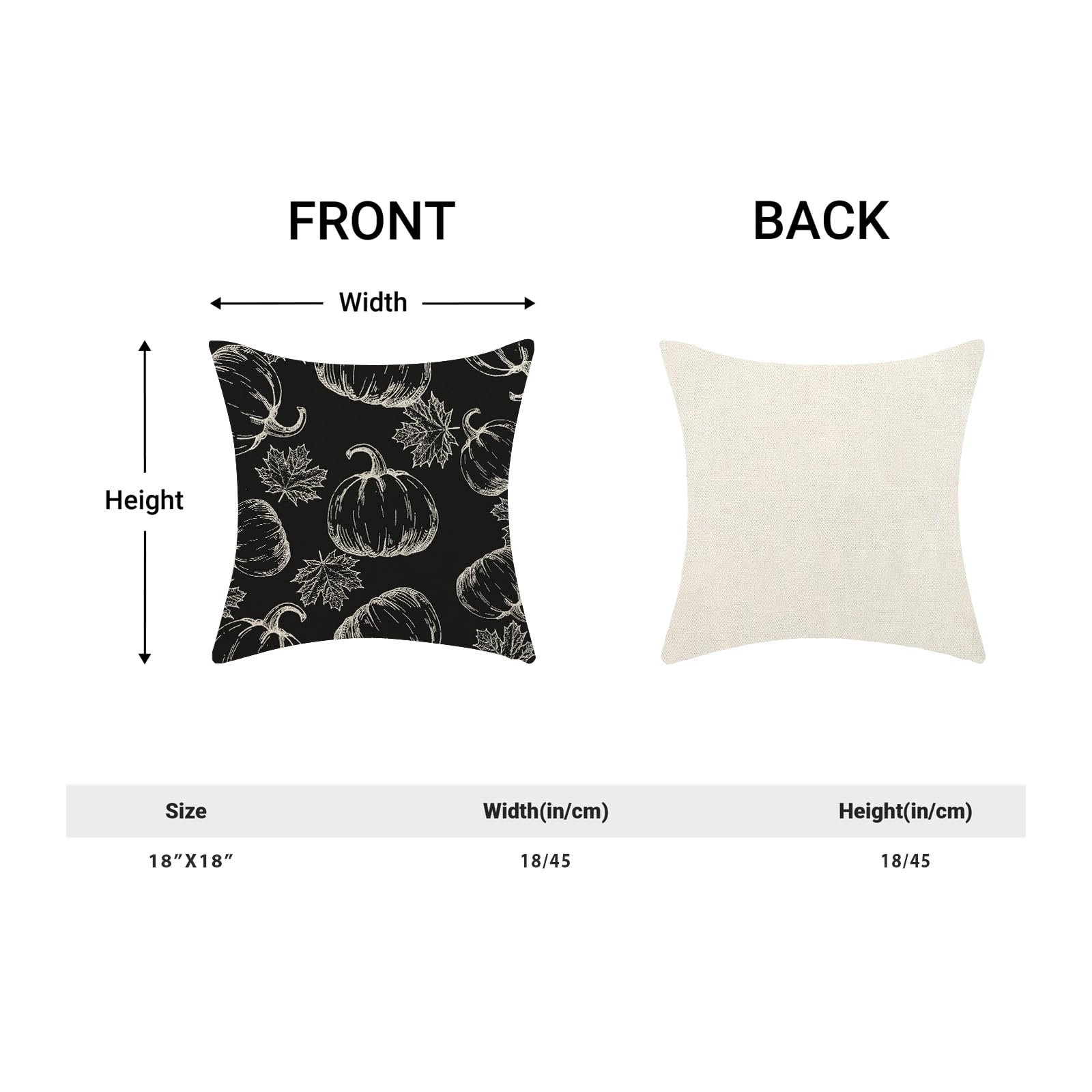 Fall Decor Pillow Covers 18X18 Set Of 2 Black Pumpkin Maple Leaf Throw Pillow Covers Outdoor Decoration Autumn Thanksgiving Pump