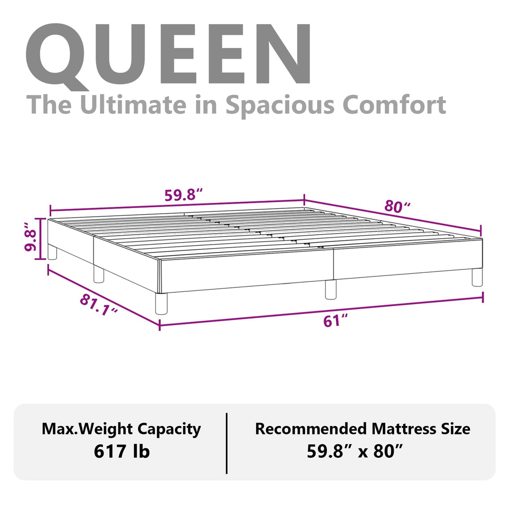 vidaXL Queen Size Bed Frame with Plywood Slats, Platform Bed Frame, Velvet Upholstered Mattress Foundation, No Box Spring Needed & Easy Assembly, Dark Gray, Without Mattress