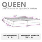 vidaXL Queen Size Bed Frame with Plywood Slats, Platform Bed Frame, Velvet Upholstered Mattress Foundation, No Box Spring Needed & Easy Assembly, Dark Gray, Without Mattress