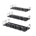 PHAREGE Moon Phase Floating Shelves Black Silver, Set of 3 Small Decorative Wall Shelves for Book Plant Storage, Crystal Figurin