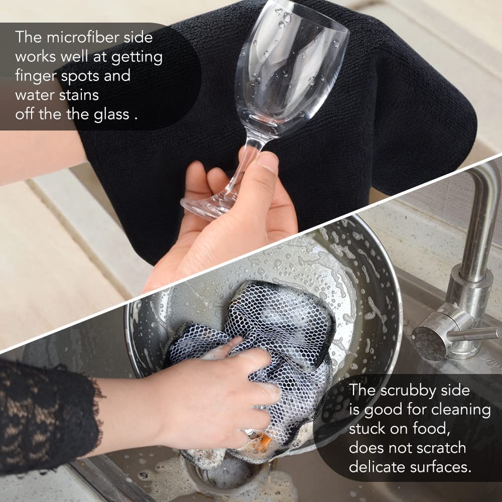Kinhwa Kitchen Washcloths For Dishes Absorbent Microfiber Dish Cloths Quick Dry Dish Rags With Poly Scour Scrub Side Ideal For K