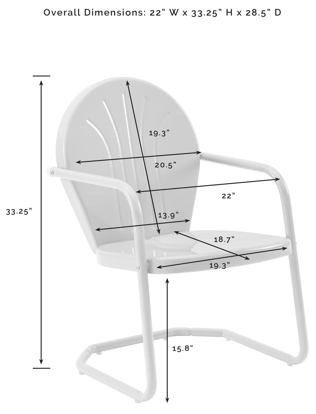 Crosley Furniture Griffith Outdoor Chair, Retro Metal Patio Chairs for Dining, Porch, Deck, Balcony, Sky Blue