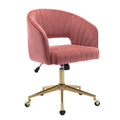 Home Office Chair Swivel Velvet Desk Chair Accent Armchair Upholstered Modern Tufted Chairs with Gold Base for Girls Women Ergon