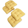 Blazing Needles Outdoor Spun Poly 19-Inch by 19-Inch by 5-Inch All Weather UV Resistant U-Shaped Cushions, Lemon, Set of 4