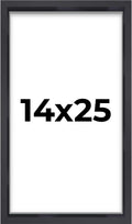 14x25 Contemporary Black Shadow Box Frame | 1'' Depth of Usable Space| Interior Size 14x25 or 25x14 Inches| UV Resistant Acrylic