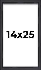 14x25 Contemporary Black Shadow Box Frame | 1'' Depth of Usable Space| Interior Size 14x25 or 25x14 Inches| UV Resistant Acrylic