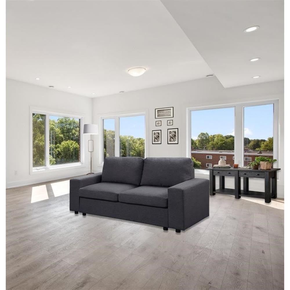 Lilola Home Winter Loveseat in Dark Gray Linen