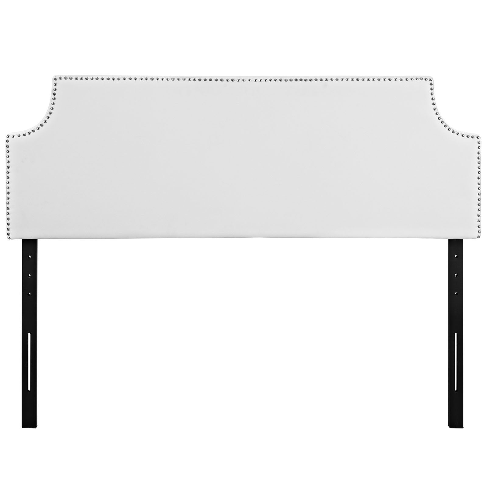 ModwayMOD-5393-WHILauraUpholstered Faux Leather Headboard With Cut-Out Edges and Nailhead TrimQueen HeadboardWhite