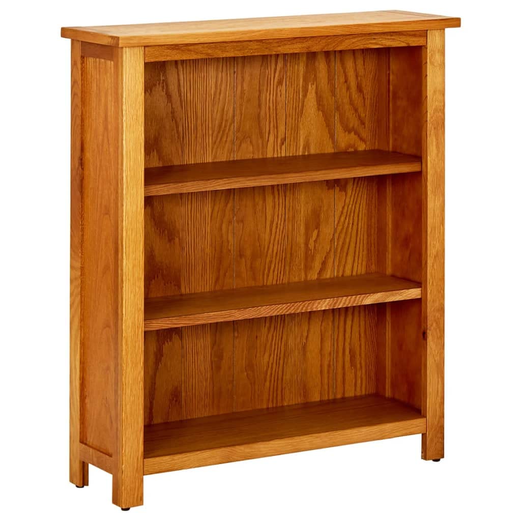 vidaXL Bookcase, Freestanding, 3-Shelf, Brown, Solid Oak Wood and MDF, Farmhouse-Style, Rustic Charm, 17.7"x8.9"x32.3"