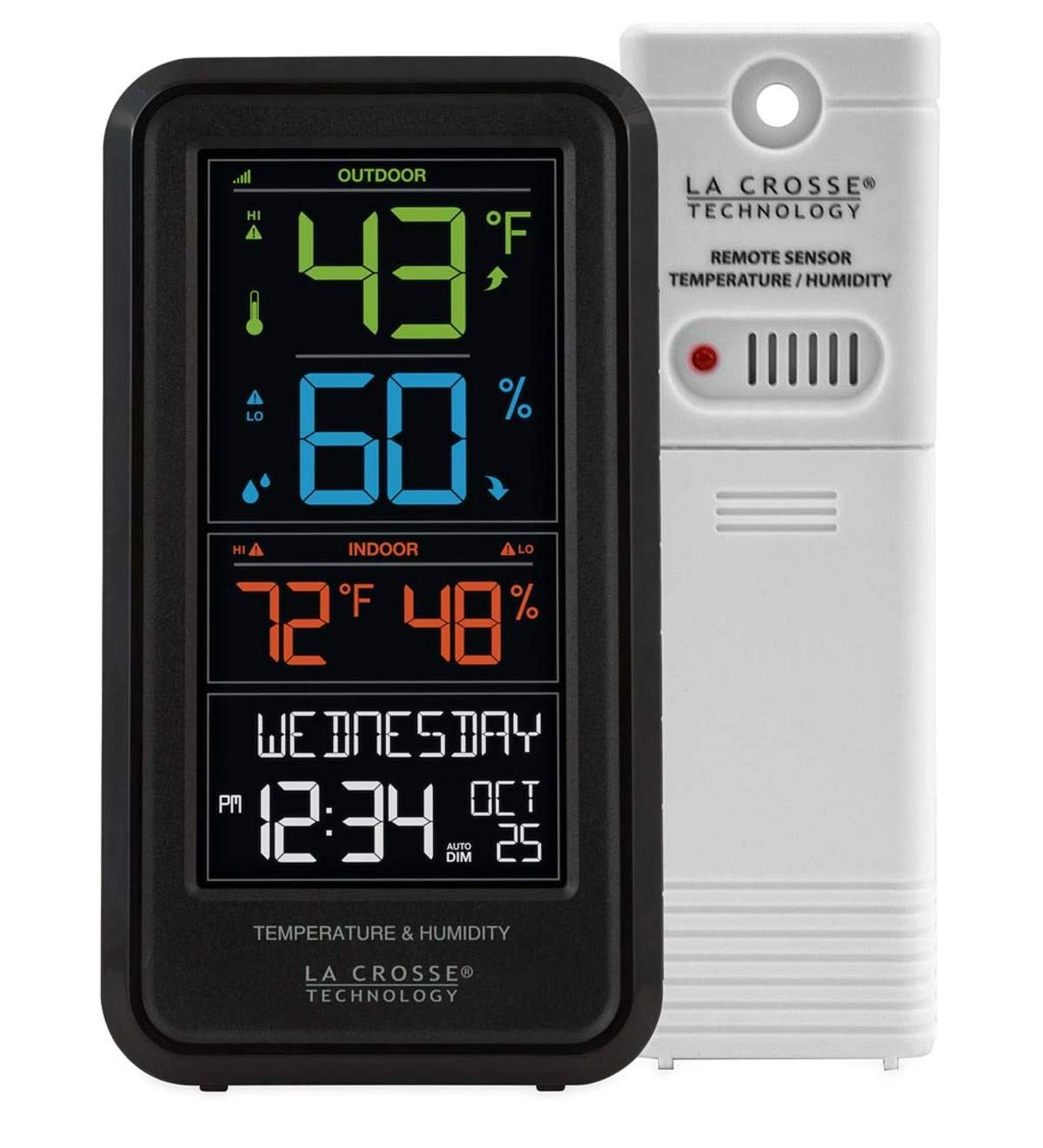 La Crosse Technology S82967 Electric/Battery-Powered Color-Lcd Wireless 2-Piece Digital Personal Weather Station With Hygrometer
