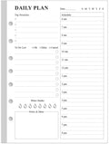 Undated Daily Planner Refill - A5 Day Planner Insert To Do List, 100 Sheets/200 Pages Planner And Lined Refill, 7-Hole Punched,