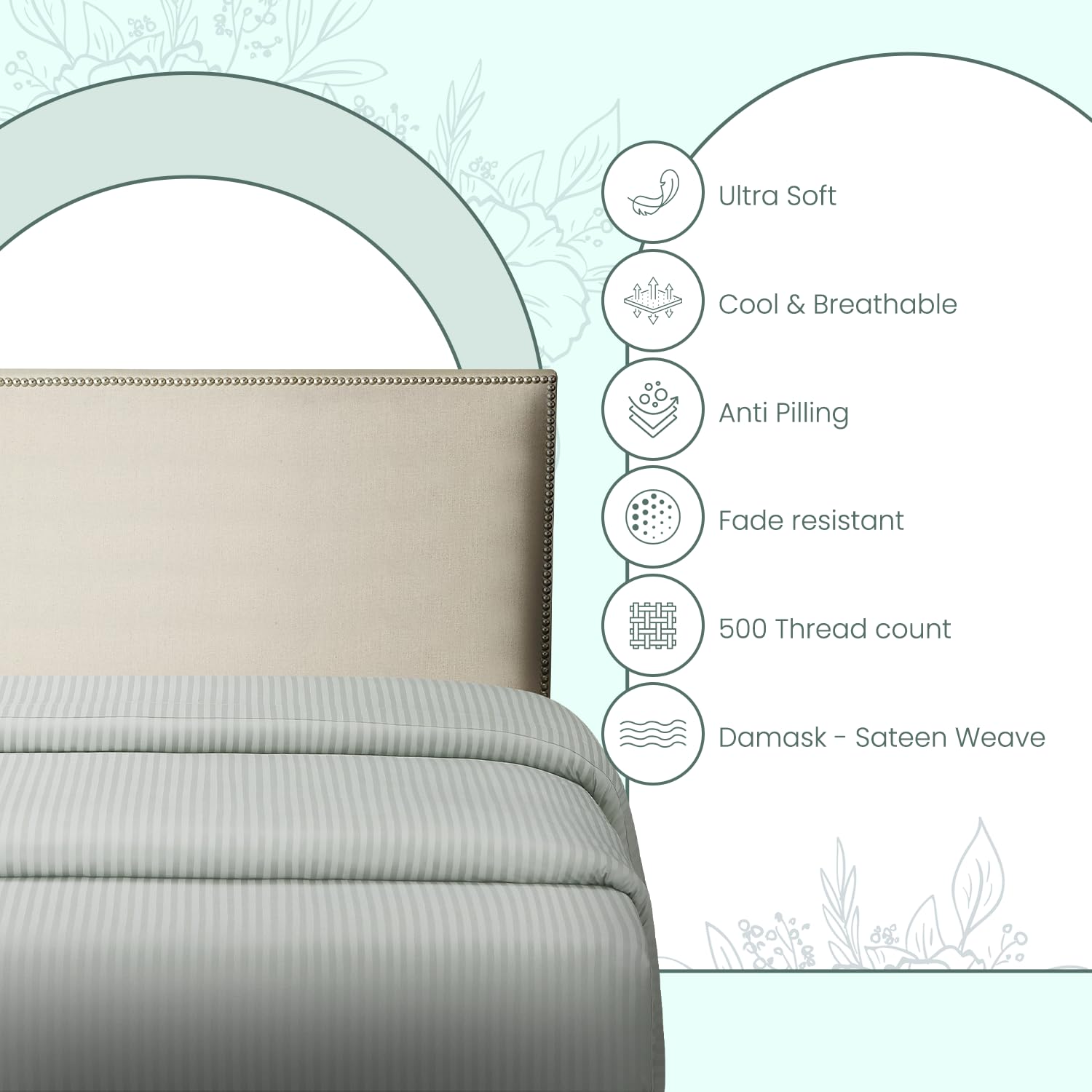 Feather & Stitch New York 1 Piece Fitted Sheet California King Size, 100% Cotton 18 Inch Extra Deep Pocket, 500 Thread Count Premium Sateen Weave, Elastic Fit Mattress Stretchable - Blue Blush